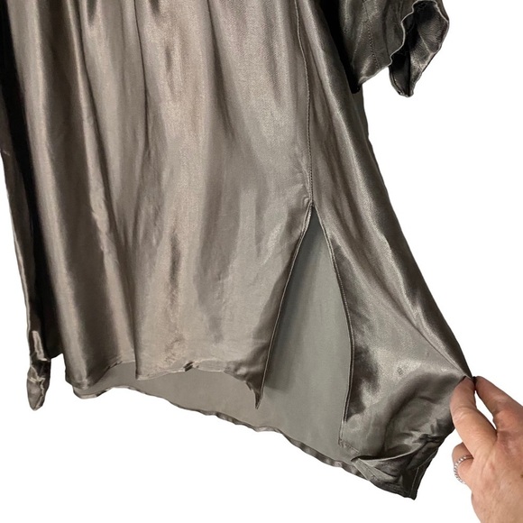 All Saints Ela Dress Metallic Asymmetrical Grey US 8 - Picture 7 of 11